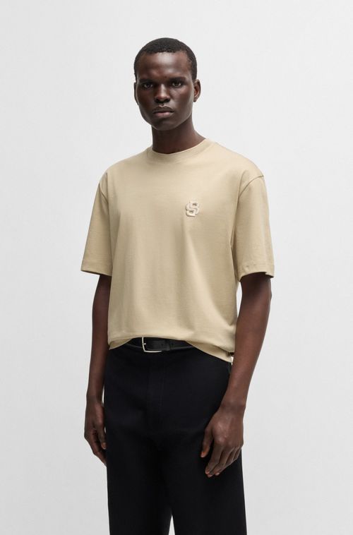 Camiseta De Algodão Mercerizado Com Monograma Double B