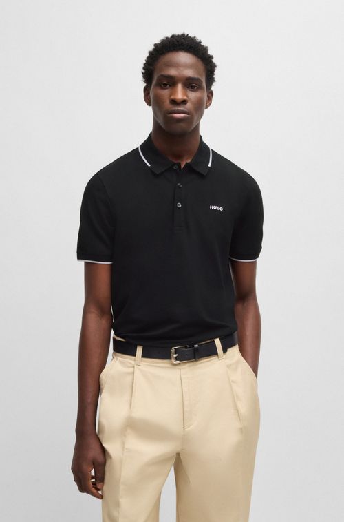 Polo De Ajuste Slim De Algodão Elástico Com Logo