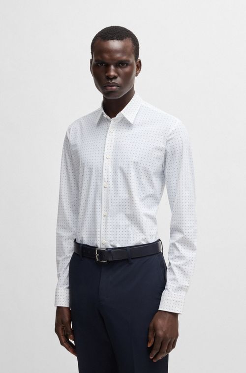 Camisa Slim Estampada Em Jersey Elástico De Alto Desempenho