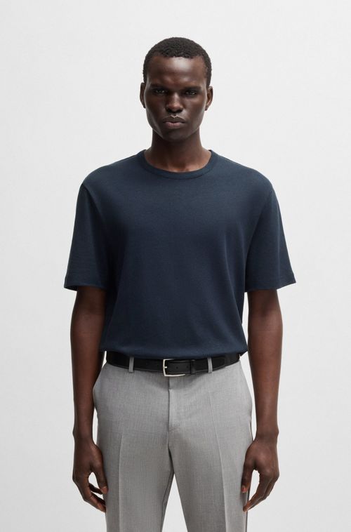 Camiseta De Ajuste Regular Em Algodão E Linho