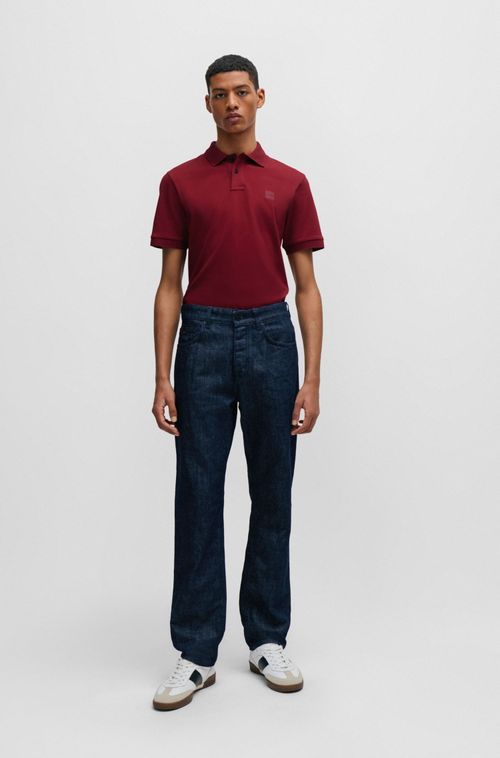 Polo De Algodão Esticável De Corte Ajustável Ao Corpo Com Distintivo De Logo