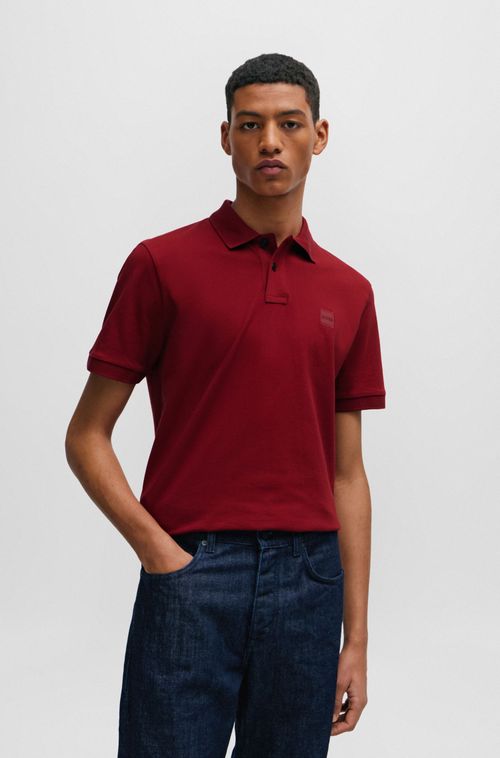 Polo De Algodão Esticável De Corte Ajustável Ao Corpo Com Distintivo De Logo