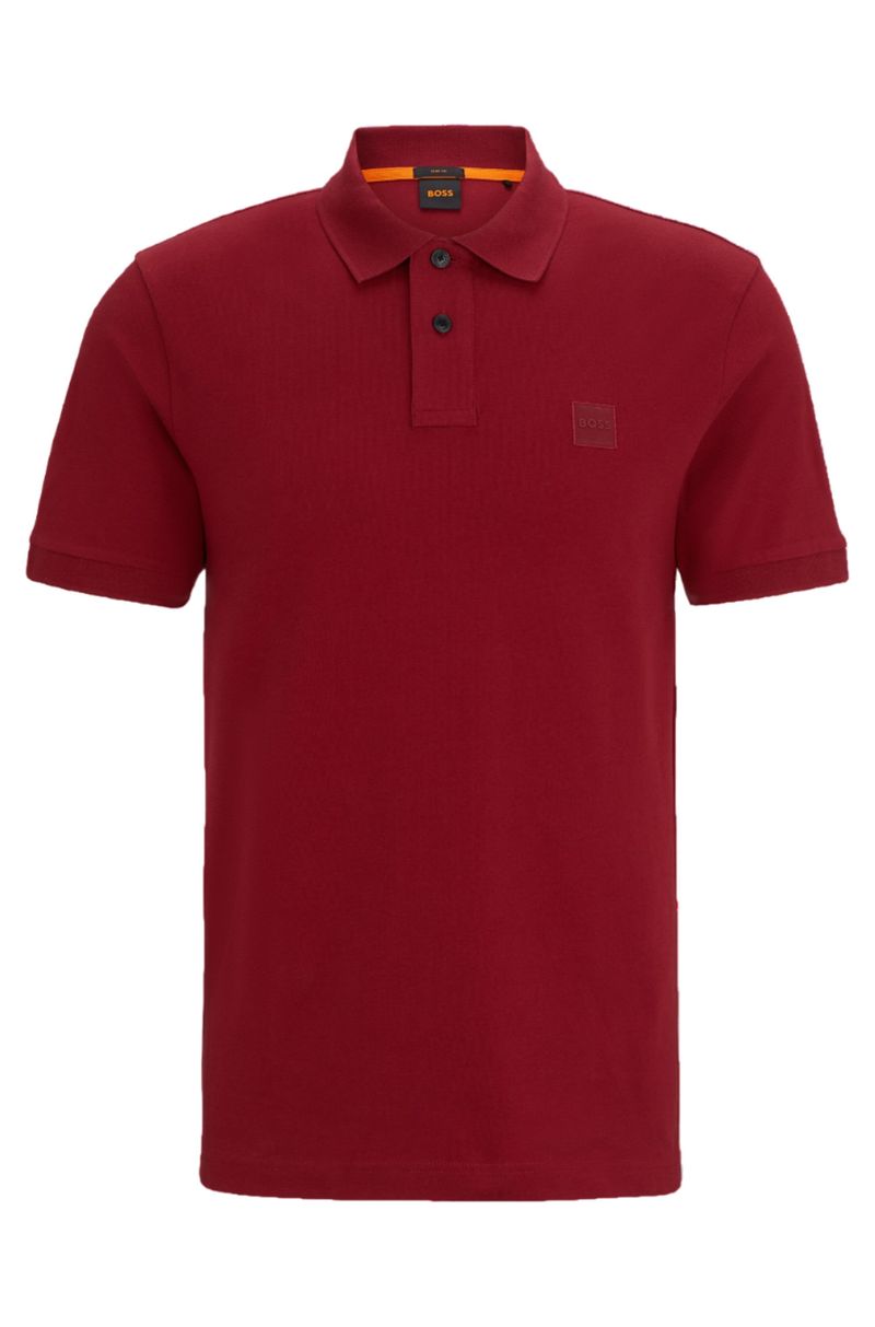 Polo De Algodão Esticável De Corte Ajustável Ao Corpo Com Distintivo De Logo