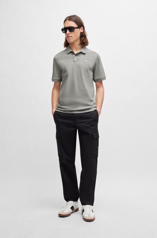 Polo De Algodão Esticável De Corte Ajustável Ao Corpo Com Distintivo De Logo