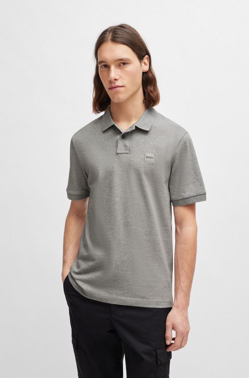 Polo De Algodão Esticável De Corte Ajustável Ao Corpo Com Distintivo De Logo
