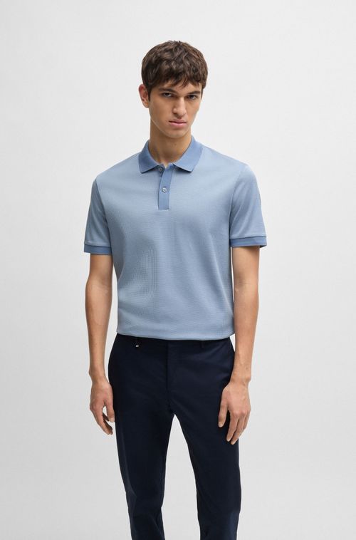 Polo Estruturado De Algodão Com Acabamentos Sólidos