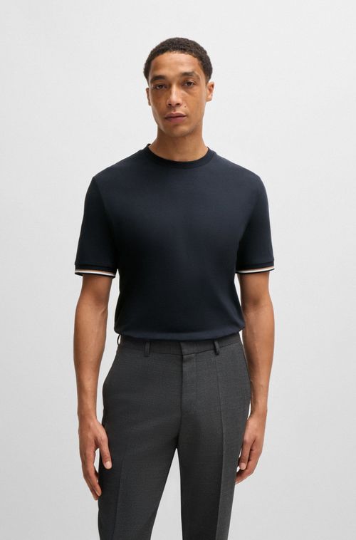 Camiseta De Algodão Com Bainhas Listradas