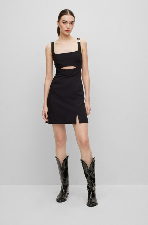 Vestido Ajustado Com Detalhe Recortado E Logo Na Alça