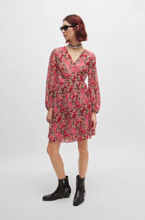 Vestido Plissado Em Estampa Floral
