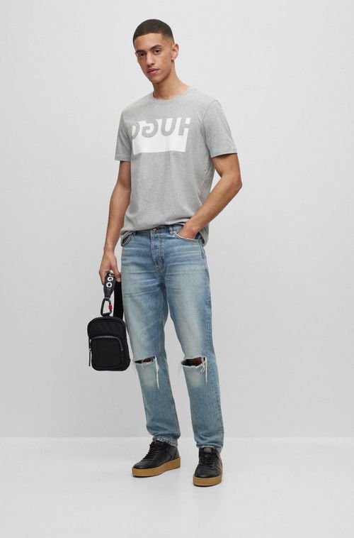 Camiseta Regular Fit Em Algodão Com Estampa De Logotipo Reverso