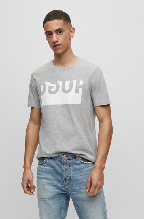 Camiseta Regular Fit Em Algodão Com Estampa De Logotipo Reverso