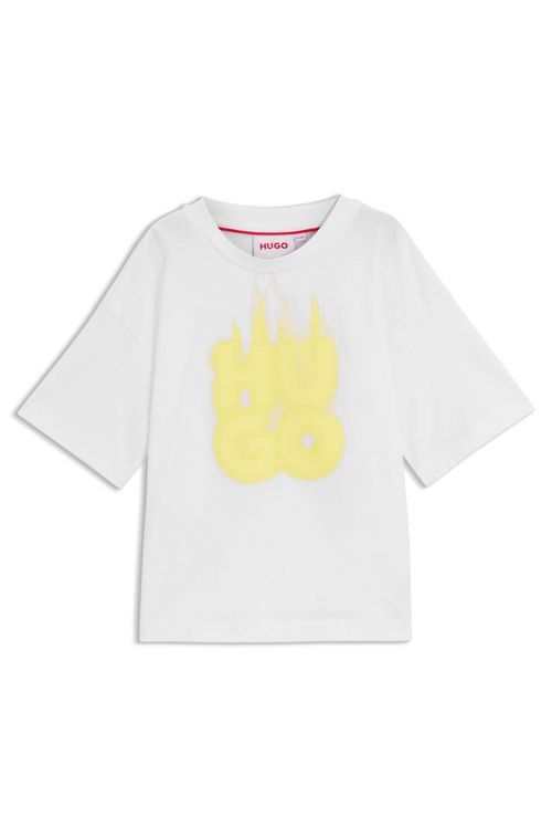 Camiseta Infantil Em Algodão Com Logo De Chama