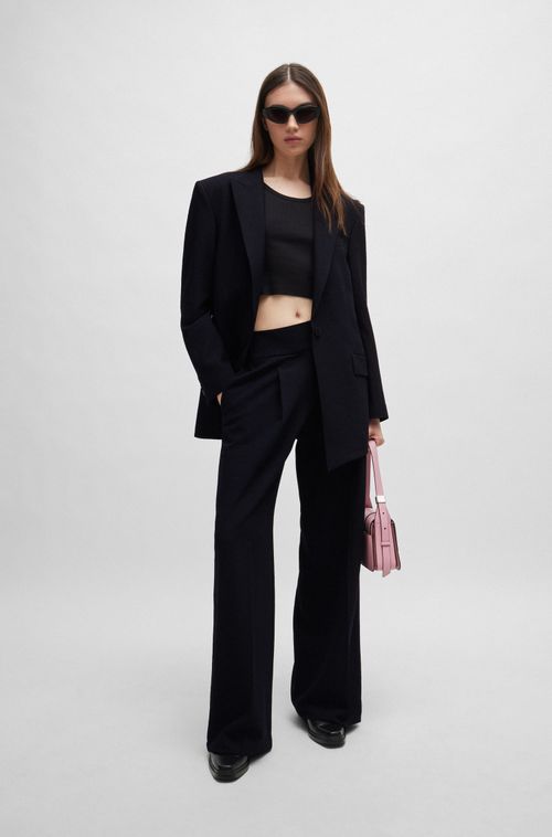 Blazer De Modelagem Ampla E Comprimento Alongado Em Tecido Seersucker