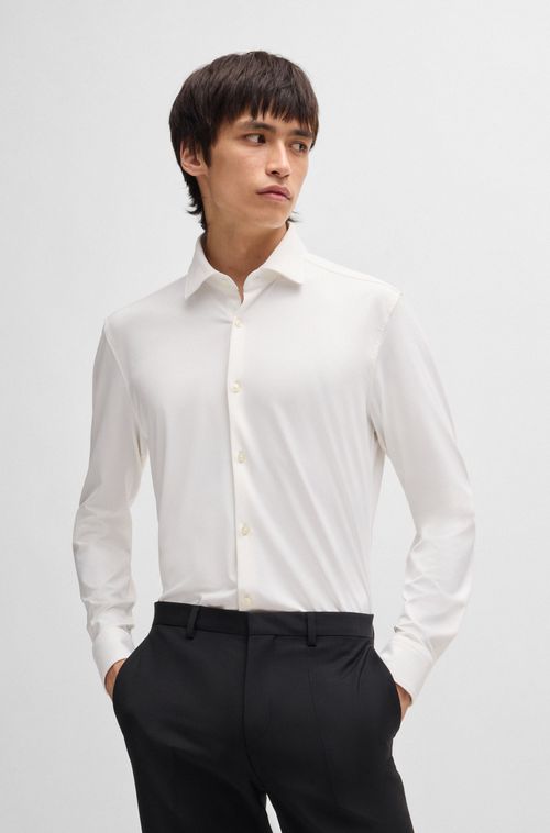 Camisa Slim Fit Em Jersey Stretch De Desempenho