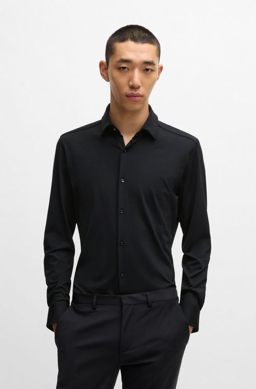 Camisa Slim Fit Em Jersey Stretch De Desempenho
