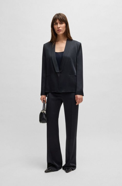 Blazer Relaxed Fit Com Lapelas De Xaile