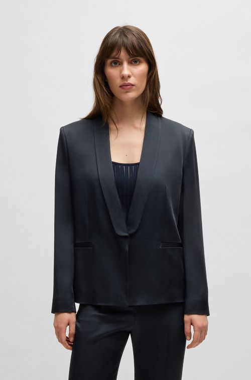 Blazer Relaxed Fit Com Lapelas De Xaile