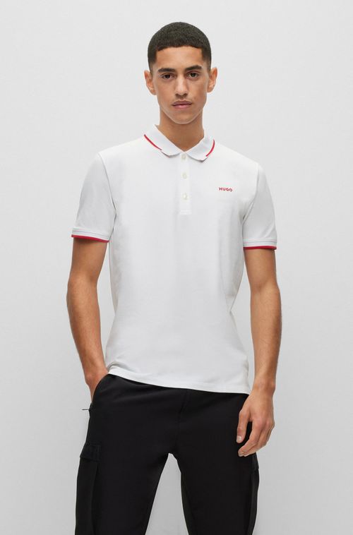 Camisa Polo Slim Fit Com Stretch E Logotipo Bordado