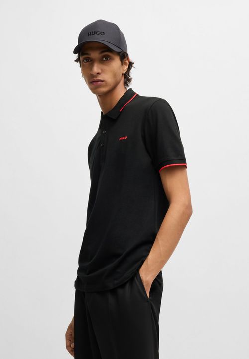 Camisa Polo Slim Fit Em Algodão Stretch Com Logo Bordado