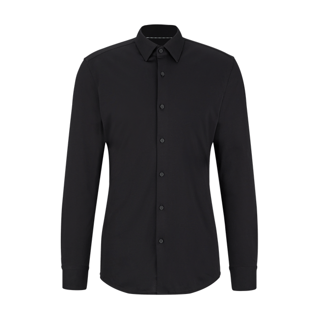 Camisa De Ajuste Slim Em Jérsei De Algodão Elástico De Alto Desempenho