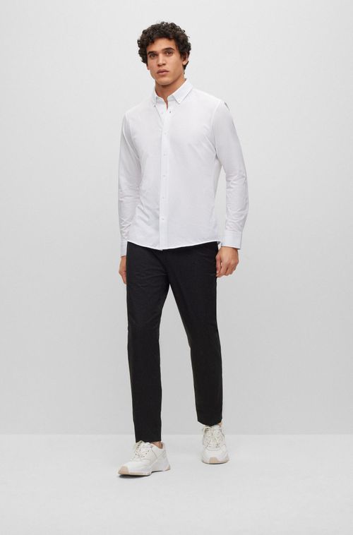 Camisa De Ajuste Regular Numa Mistura De Jersey De Algodão Estruturado