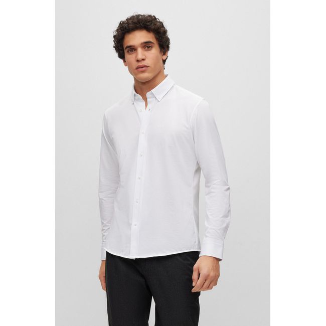 Camisa De Ajuste Regular Numa Mistura De Jersey De Algodão Estruturado