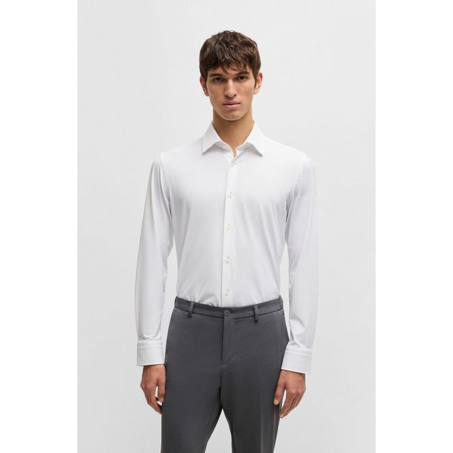 Camisa Slim Em Jersey Elástico Estruturado De Alto Desempenho