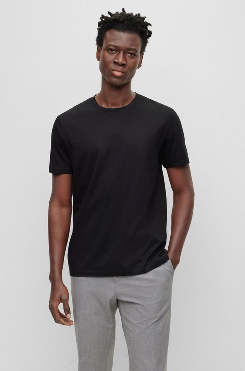 Camiseta De Mangas Curtas De Ajuste Slim Em Algodão Mercerizado