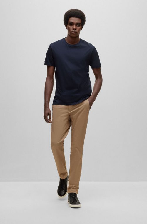 Camiseta De Mangas Curtas Slim Fit Em Algodão Mercerizado