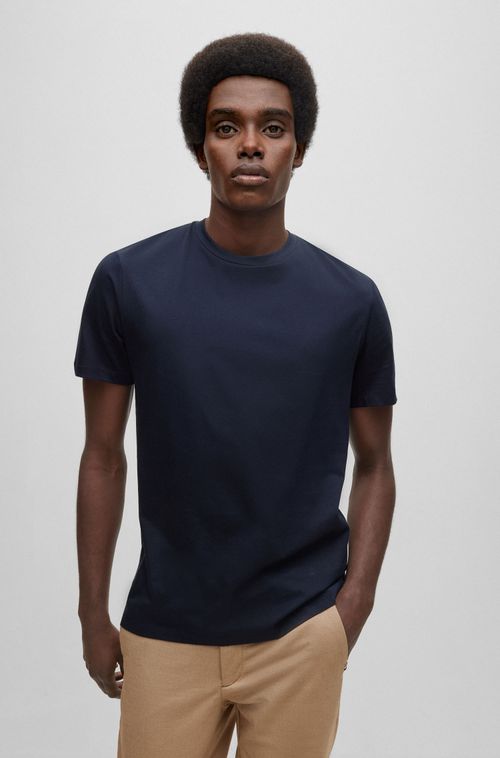 Camiseta De Mangas Curtas Slim Fit Em Algodão Mercerizado