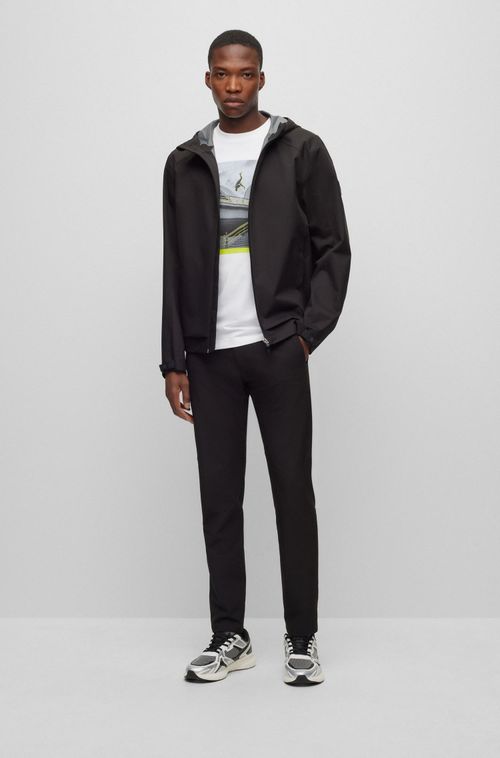 Camiseta Branca Com Estampa Fotográfica Em Jersey De Algodão Elástico