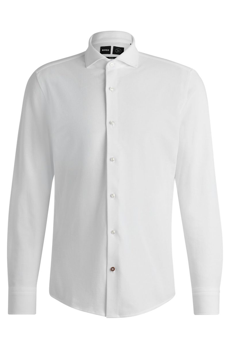 Camisa De Ajuste Slim Em Jersey Piqué De Algodão
