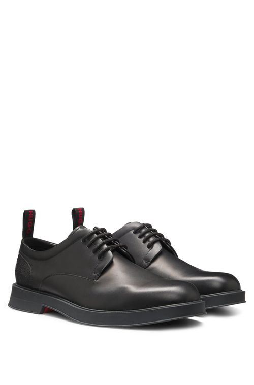Sapatos Derby De Couro Com Monograma No Calcanhar