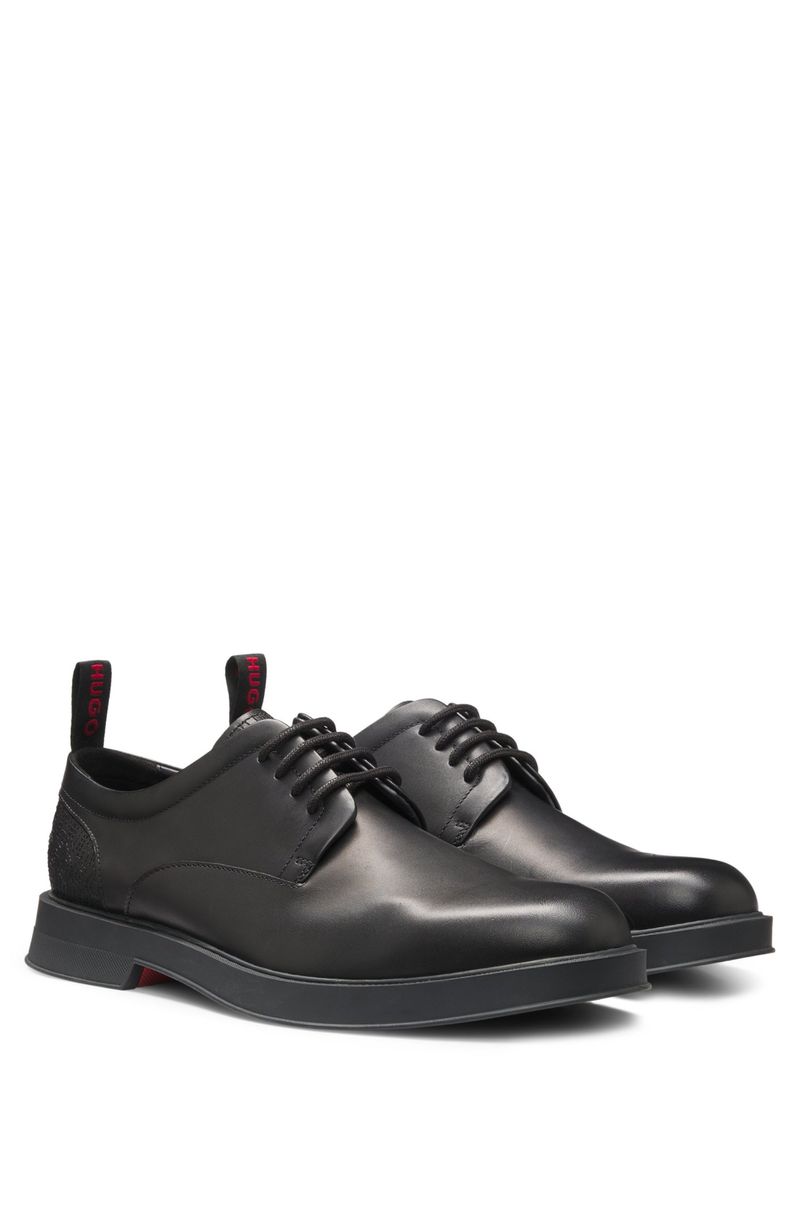 Sapatos Derby De Couro Com Monograma No Calcanhar