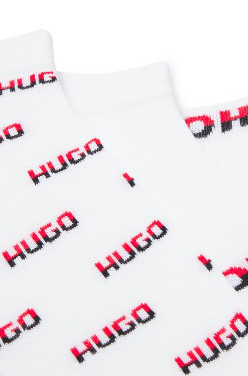 Conjunto De Três Pares De Meias Na Altura Do Tornozelo Com Logo