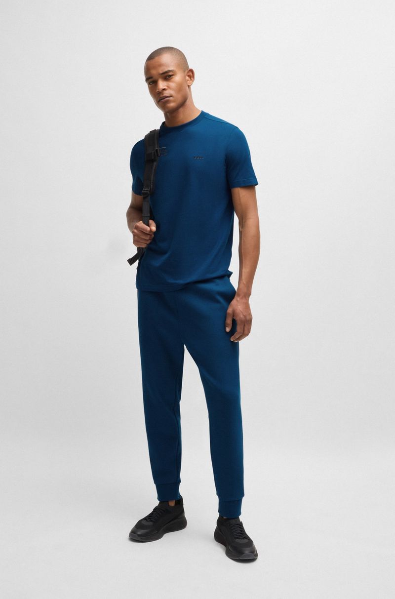 Camiseta Regular Em Algodão Elástico Com Logo Em Contraste