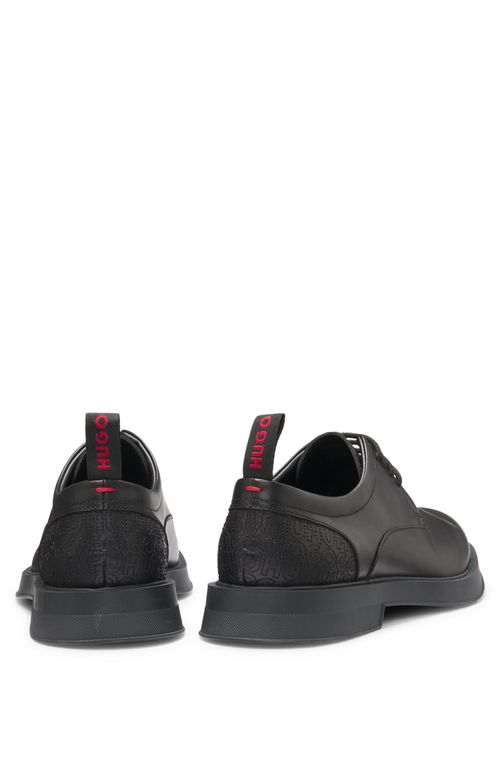Sapatos Derby De Couro Com Monograma No Calcanhar
