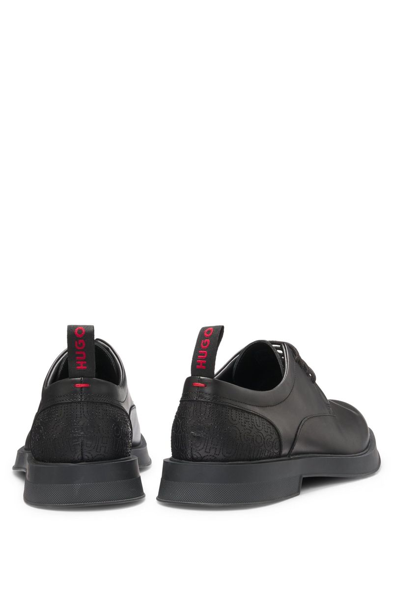 Sapatos Derby De Couro Com Monograma No Calcanhar