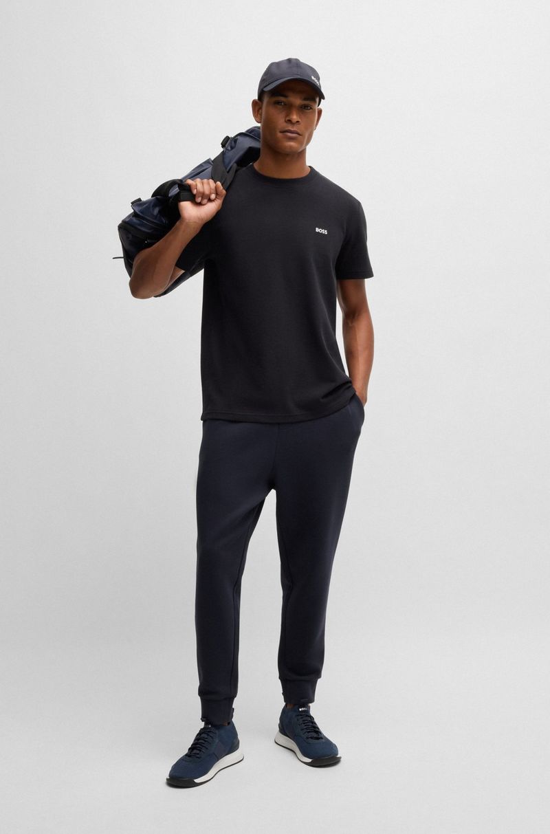 Camiseta De Algodão Piqué Com Colarinho Traseiro Tecido Em Jacquard
