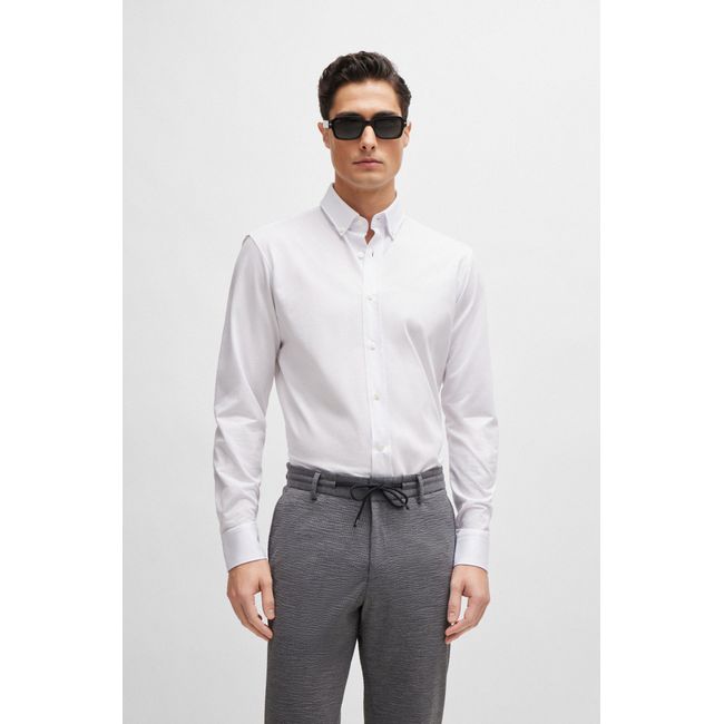 Camisa De Ajuste Regular Numa Mistura De Jersey De Algodão Estruturado