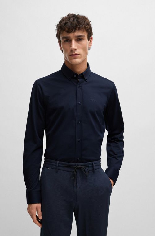 Camisa De Ajuste Regular De Algodão Estruturado