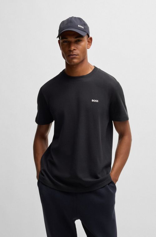 Camiseta De Algodão Piqué Com Colarinho Traseiro Tecido Em Jacquard