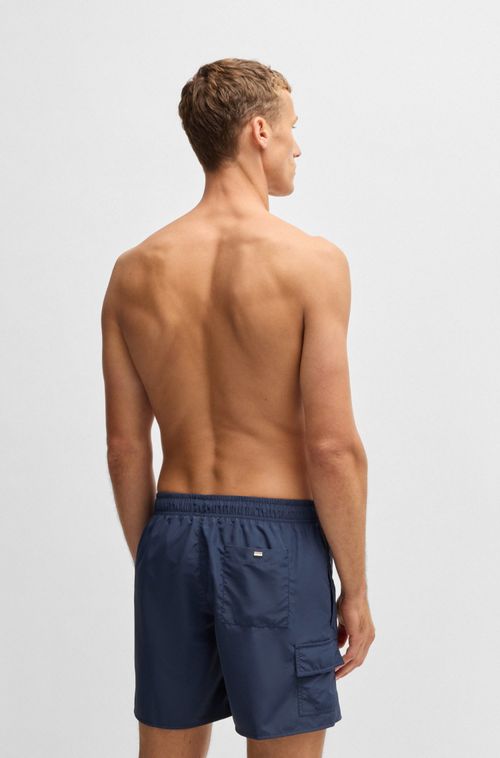 Shorts De Banho Com Bolso Cargo Com Emblema Com Logo