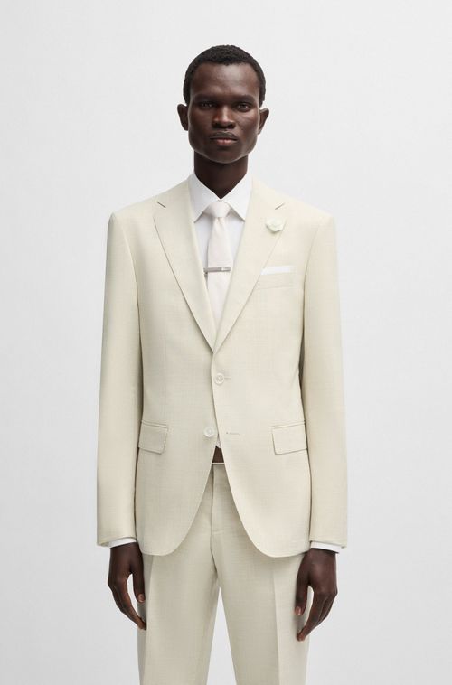 Casaco De Terno Slim Fit Em Mistura De Lã Com Padrão