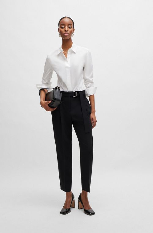 Blusa De Corte Ajustado Em Uma Mistura De Algodão