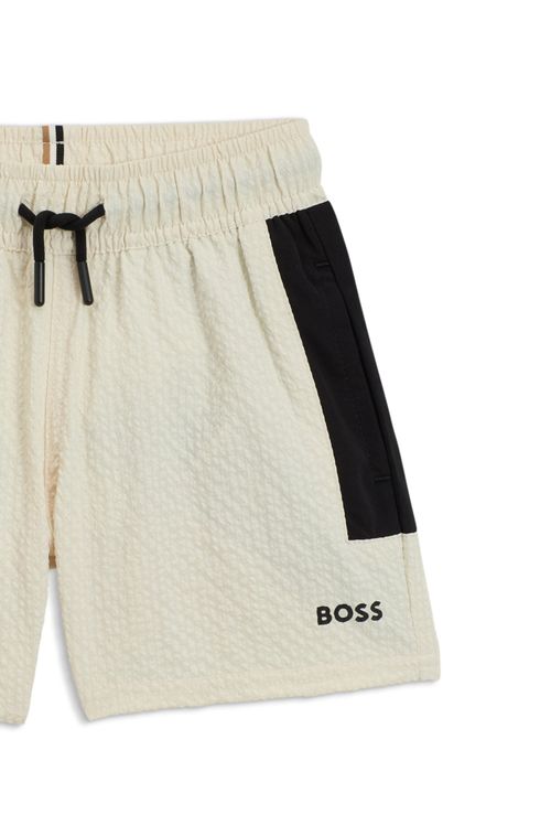 Shorts De Banho Infantil Com Tecido Listrado E Estampado