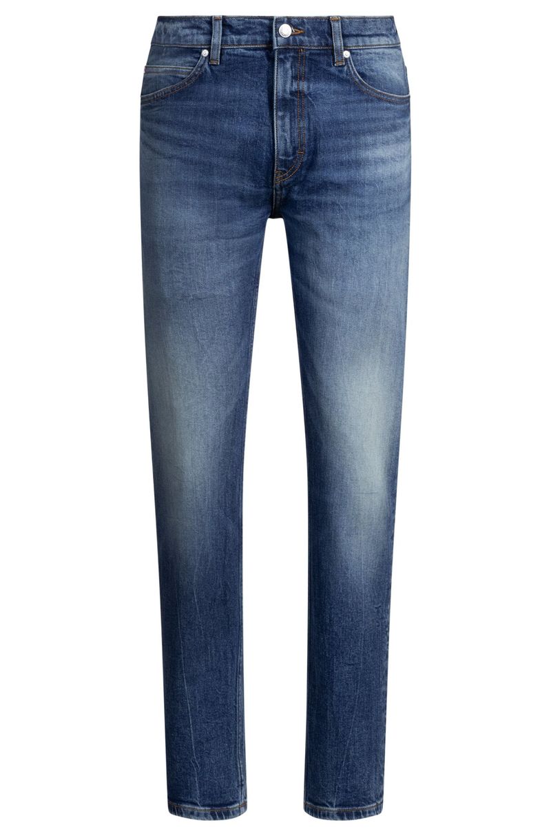 Jeans Slim-Fit Em Denim Stretch Confortável Azul-Escuro