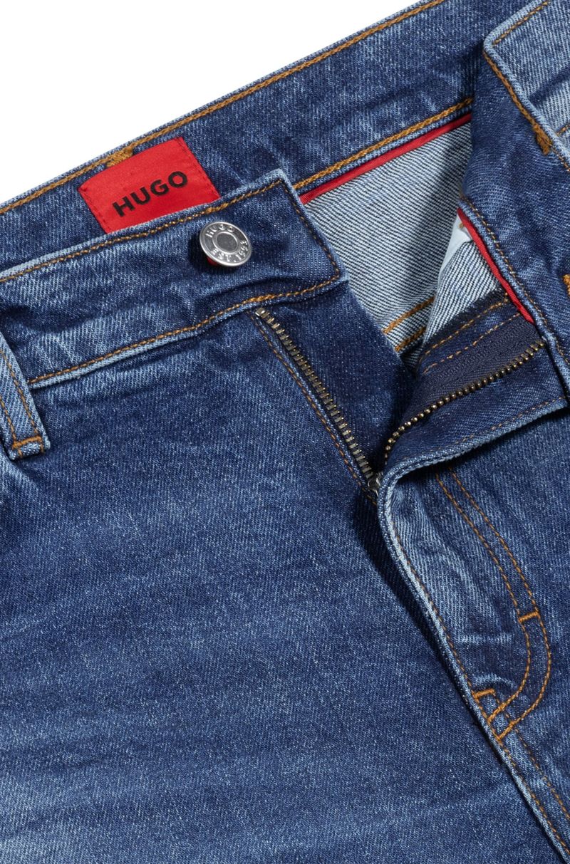 Jeans Slim-Fit Em Denim Stretch Confortável Azul-Escuro
