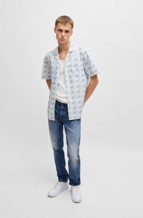 Jeans Slim-Fit Em Denim Stretch Confortável Azul-Escuro