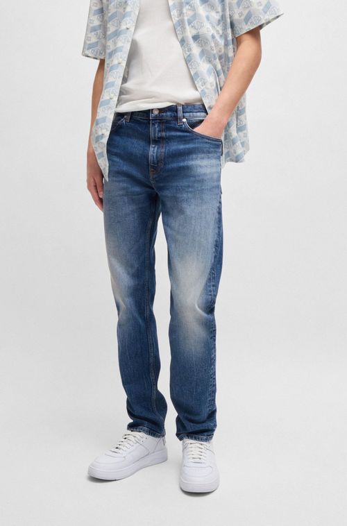 Jeans Slim-Fit Em Denim Stretch Confortável Azul-Escuro